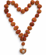 Original Nepali Siddha Rudraksha Mala with 1 to 14 Mukhi, Gauri Shankar and Ganesh Rudraksha